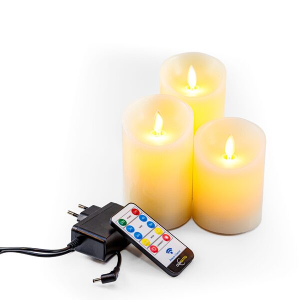 led waxkaarsen set 3 kaarsen scaled met afstandbediening