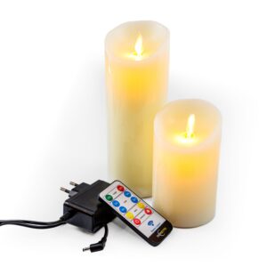 Oplaadbare led wax kaarsen set van 2 met afstandbediening