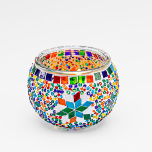 theelichthouder multi color van dorsetto 9 cm op witte achtergrond
