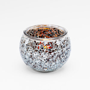 theelichthouder zilver gebroken 9 cm orange
