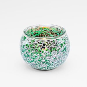 theelichthouder zilver gebroken 9cm donker groen