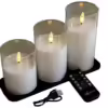 oplaadbare led kaarsen set. Zacht witte uitstraling in glas. Met oplader en oplaadstation. Brandtijd 105 uur